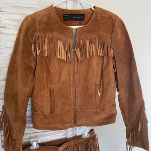 Zara NEW Suede Fringe Jacket Size Large
